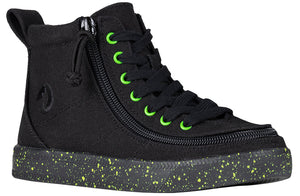 Black/Green Speckle BILLY Classic Lace High Tops -Shoekid.ca