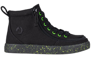 Black/Green Speckle BILLY Classic Lace High Tops -Shoekid.ca