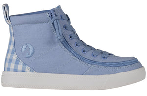 Blue Gingham BILLY Classic Lace High Tops -Shoekid.ca