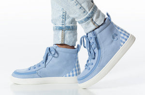 Blue Gingham BILLY Classic Lace High Tops -Shoekid.ca