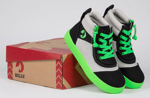 Black/Green BILLY Street Short Wrap High Tops -Shoekid.ca