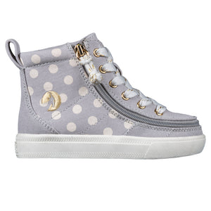 Toddler Grey Polka BILLY Classic Lace Highs -Shoekid.ca