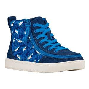 Billy Blue Sharks Classic Lace High Adaptive Shoes (Easy On/Off) - shoekid.ca