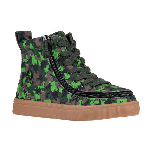 Billy Classic Green Dino Kids  High Top Adaptive Sneaker (EasyOn) - ShoeKid.ca