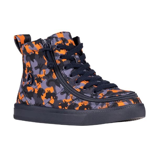 Billy Classic Orange Dino Kids High Top Adaptive Sneaker (EasyOn) - ShoeKid.ca