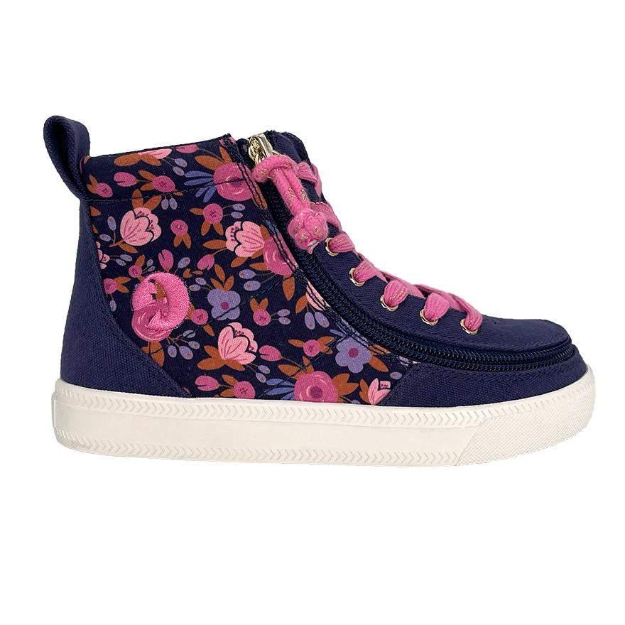 Billy Floral Classic Lace Kids High Top Adaptable Sneaker (EasyOn) - ShoeKid.ca