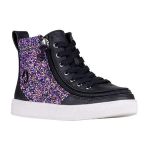 Billy Fuchsia Glitz Classic Lace Kids High Top Adaptable Sneaker (EasyOn) - ShoeKid.ca