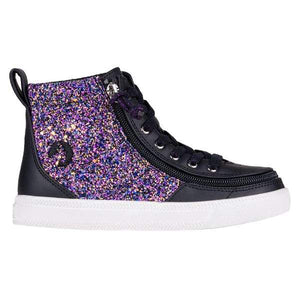 Billy Fuchsia Glitz Classic Lace Kids High Top Adaptable Sneaker (EasyOn) - ShoeKid.ca