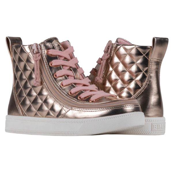 Billy Kids Rose Quilt Classic Lace Kids High Top Adaptable Sneaker (EasyOn) - ShoeKid.ca