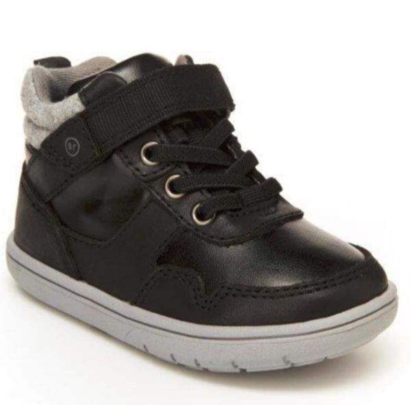 Stride Rite Boys Ryker High Top Toddler Black Leather Boots - ShoeKid.ca