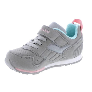 Tsukihoshi  Racer Gray/Pink Little Kid Shoes (Machine Washable) - ShoeKid.ca